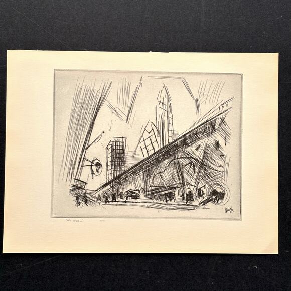 Vintage Other - John Marin "Downtown New York" 1930s Art Print Treasury Collection Sketch Vtg